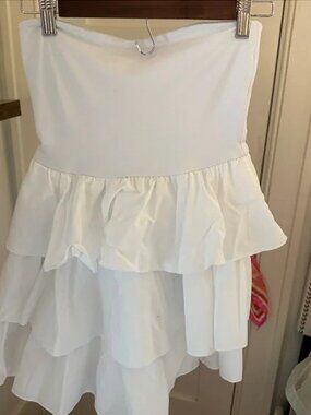 Susana Monaco White Ruffle Tiered Tube Bubble Dress